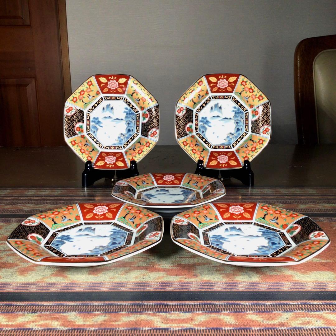 『ワクワクうー特価』　有田焼　弥生　金彩古伊万里山水　取皿　5枚