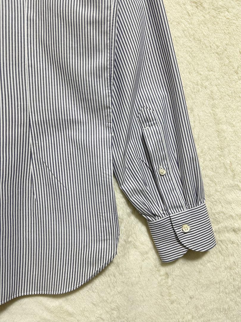 【新品同様】 LUIGI BORRELLI ワイドカラーシャツ 39 M 白×紺