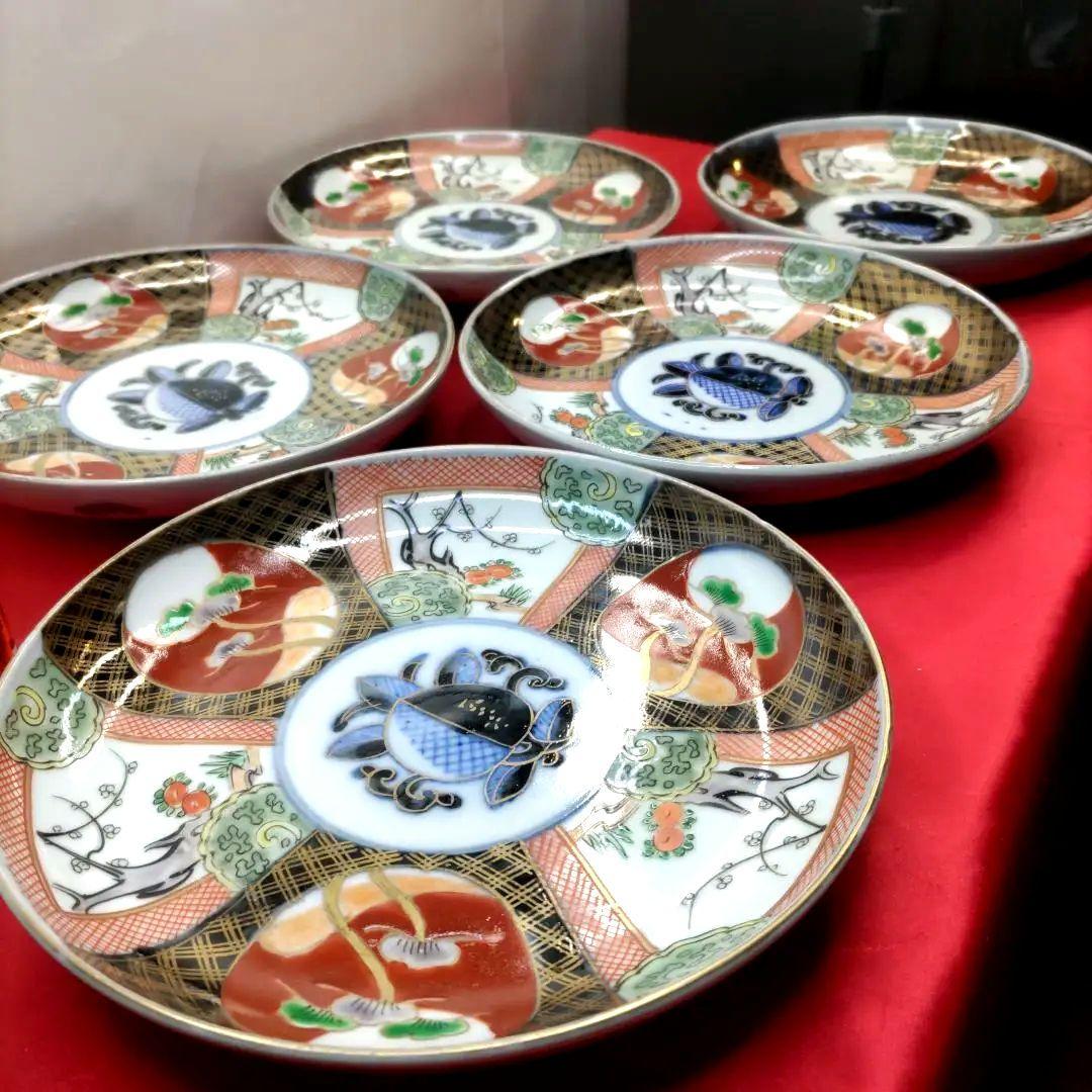 有田焼　伊万里焼　古伊万里　五彩錦手　中皿　平皿　盛り皿　6寸皿5客セット　③