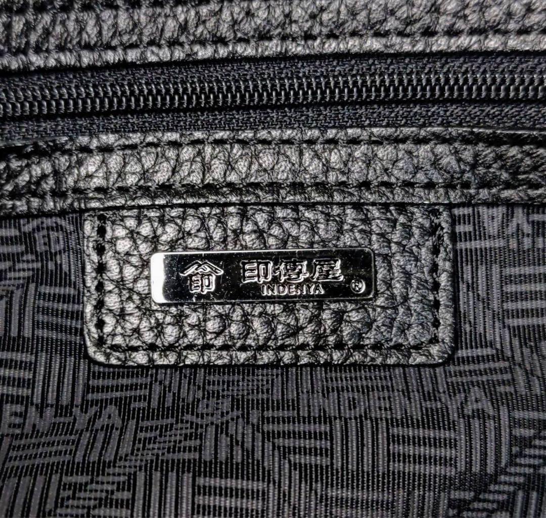 印傳屋 インデンヤ レザー 鹿革 ミニボストンバッグ ブラック