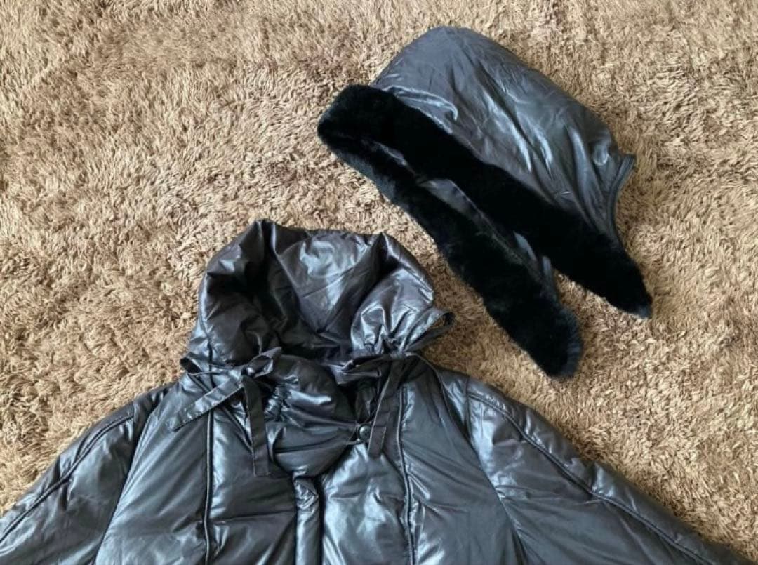 エムズグレイシー ロング ダウン コート ジャケット リボン Aライン ファー