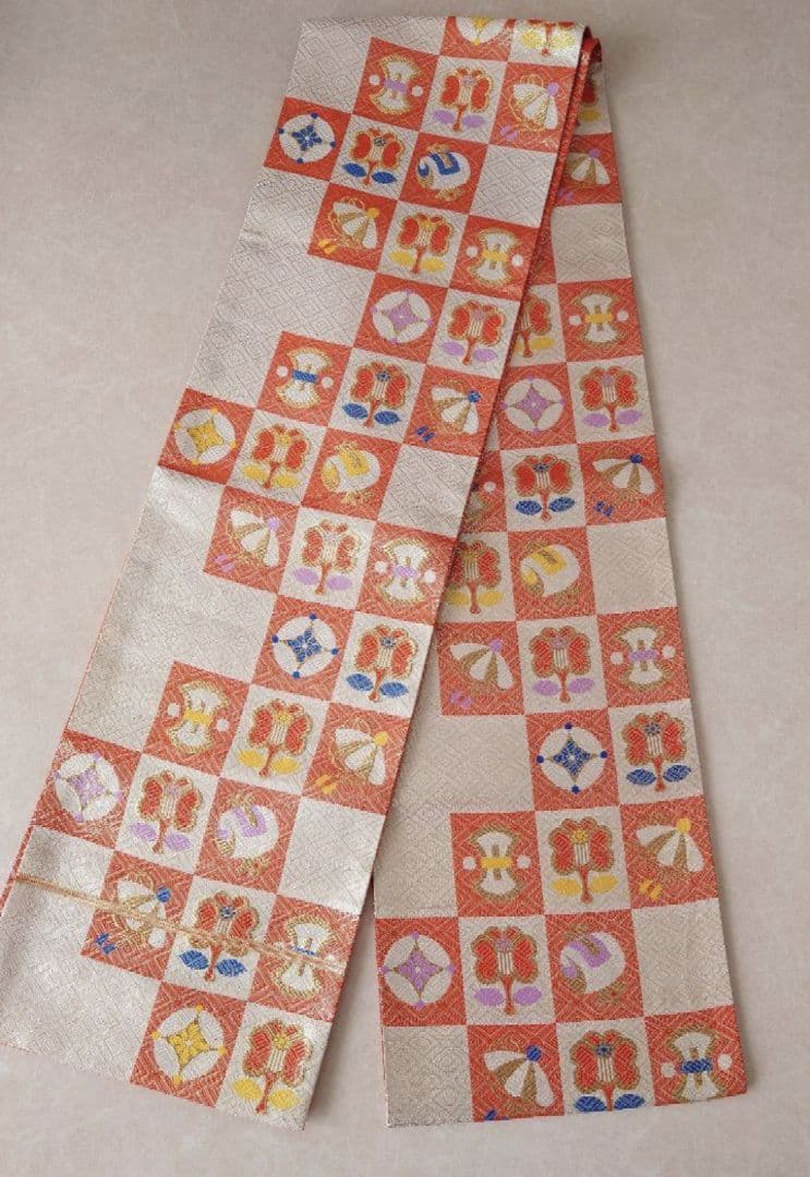 七五三　着物　袋帯　全通柄　正絹　佐賀錦