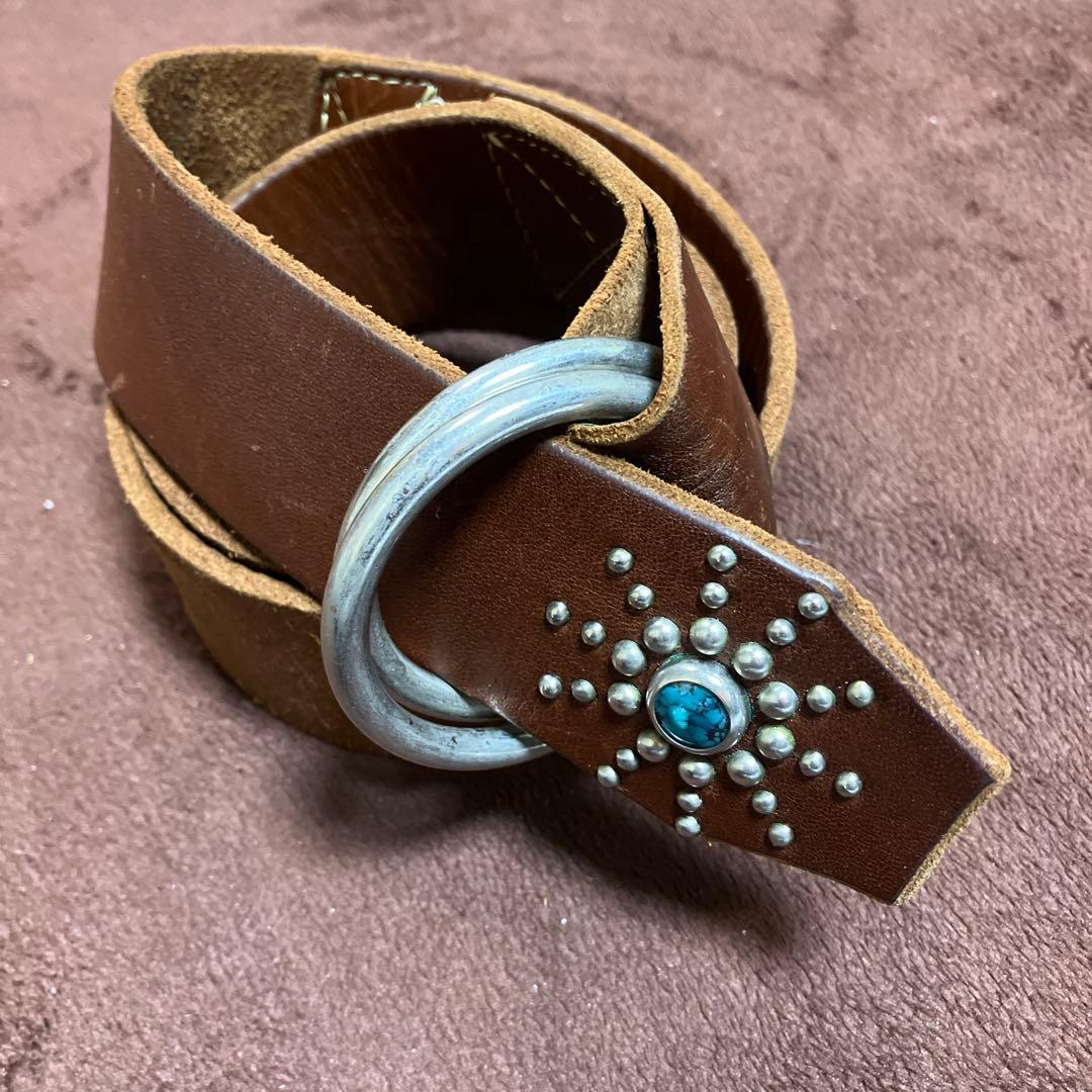 R★HTC ベルト　34 スタッズ　ターコイズ　ブラウン