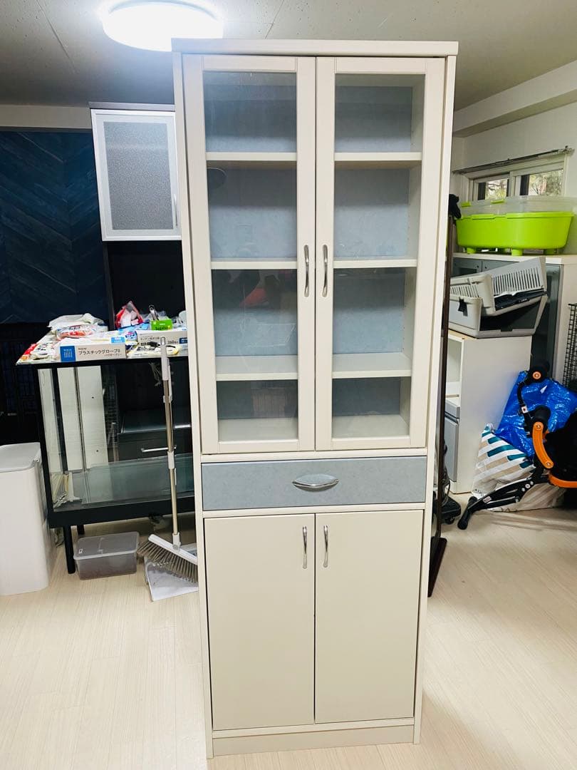 食器棚　キッチンボード　白　幅59.2cm×奥30cm×高178cm プレベール