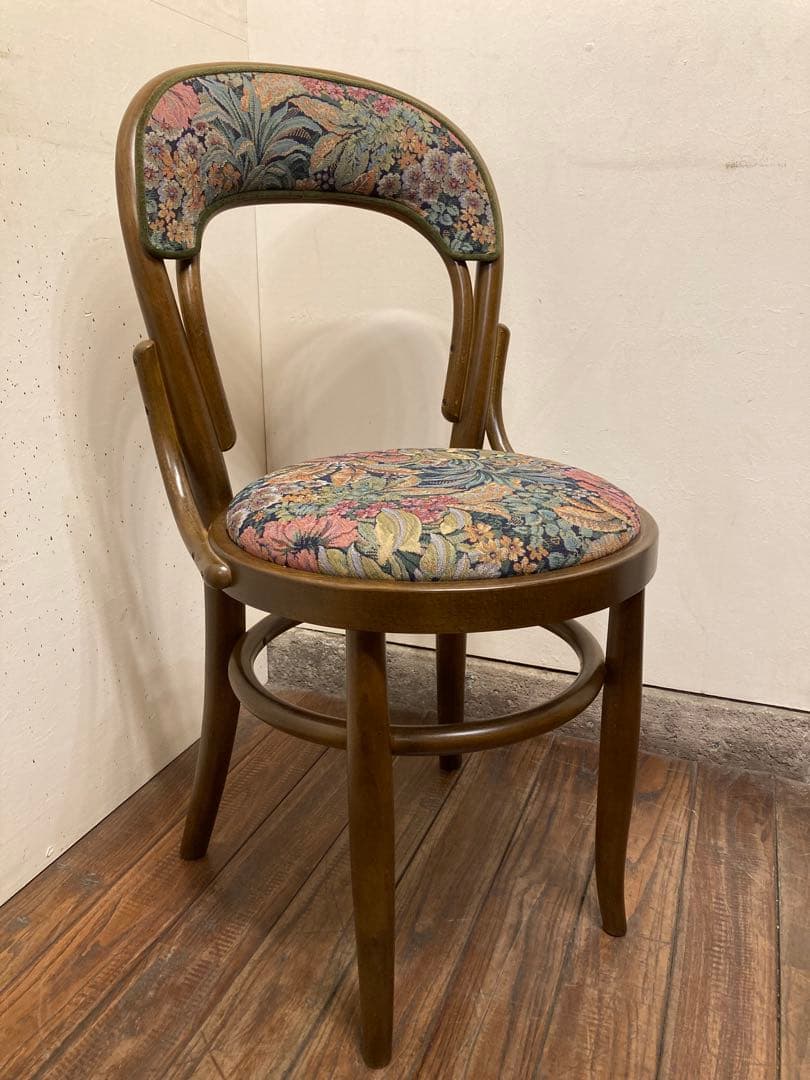 秋田木工 曲木椅子 ゴブラン織 カフェチェア スツール アンティーク