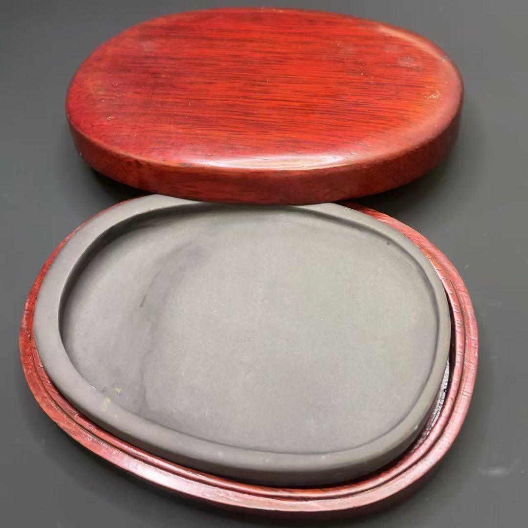 硯 すずり 木箱蓋付き 墨 書画 骨董