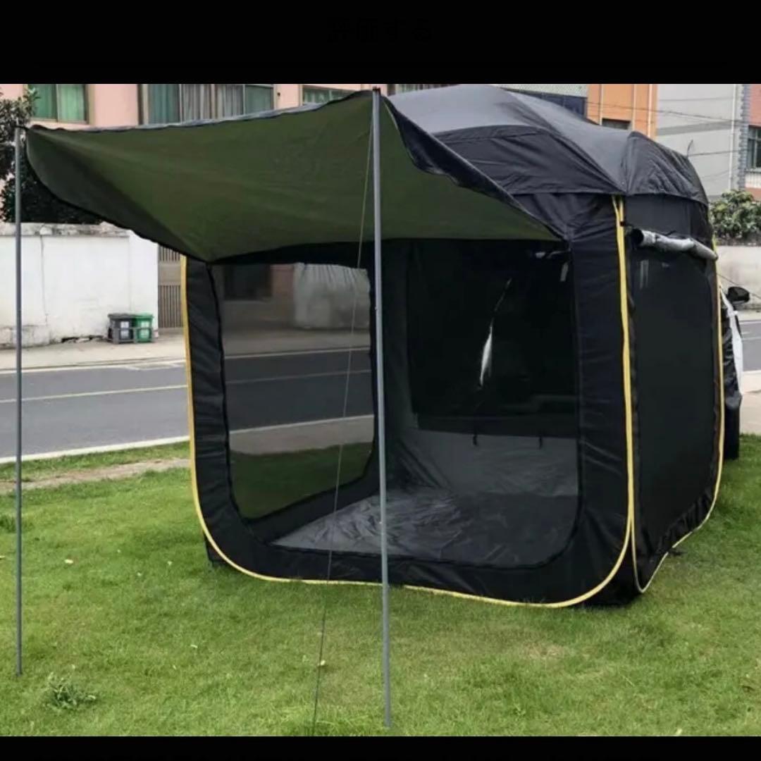 車連結ポップアップテント　車中泊　ブラック2×2m