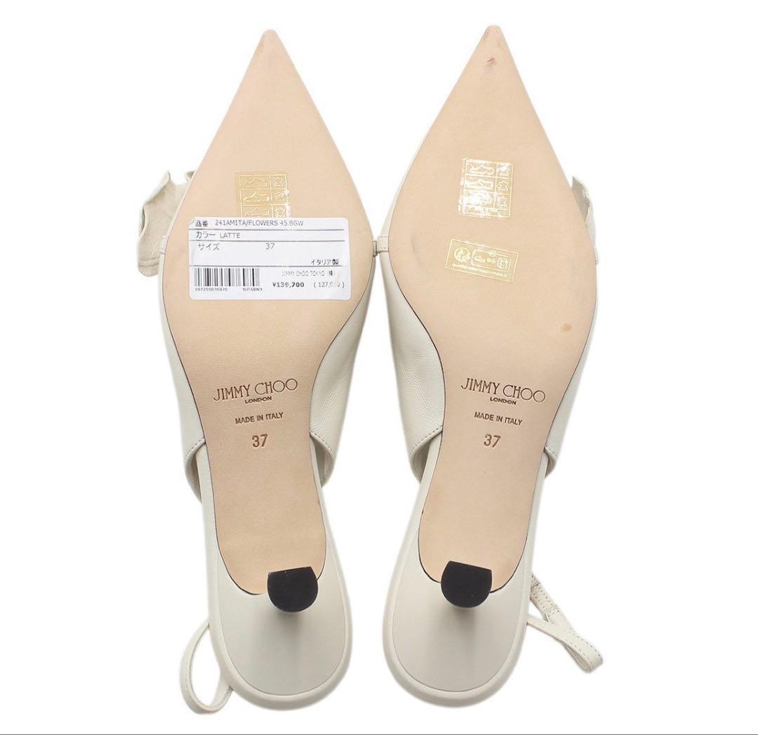 S2088 未使用 ジミーチュウ Amita フラワー レザー パンプス