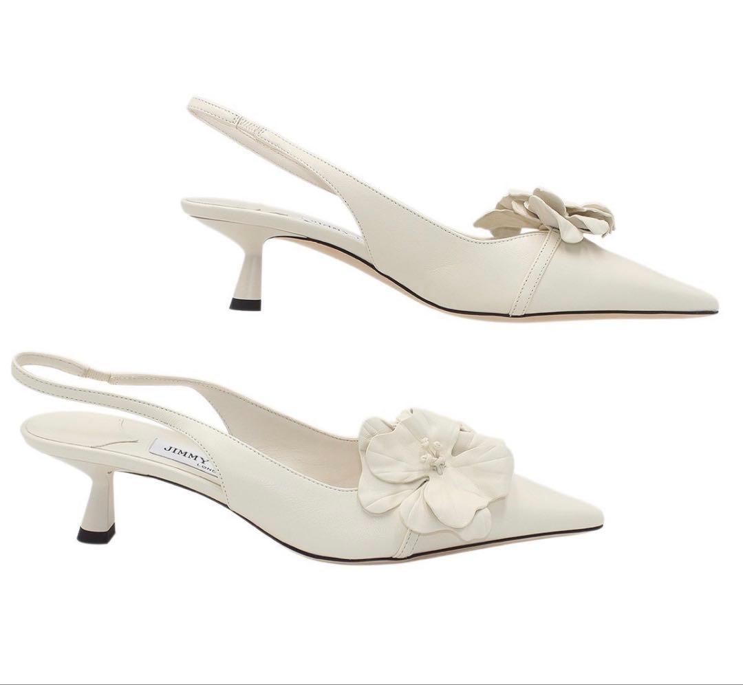 S2088 未使用 ジミーチュウ Amita フラワー レザー パンプス