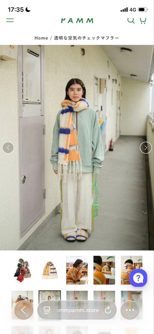 pamm 透明な空気のチェックマフラー