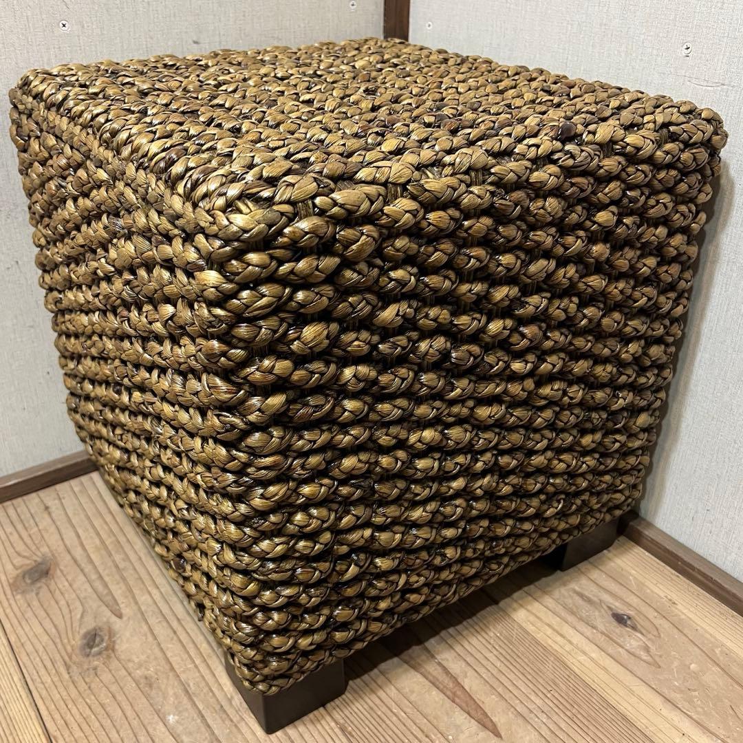 ウォーターヒヤシンスのキューブスツール 腰掛け 荷物置きにも 飾り台 バリ家具