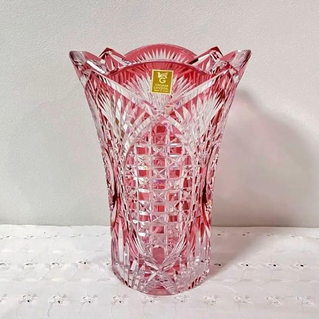 江戸切子 カガミクリスタル 花瓶 フラワーベース