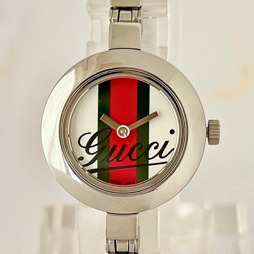【美貴】稼働品・希少GUCCI 105 シェリーライン バングル 腕時計