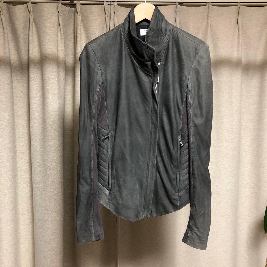 ヘルムートラング グレー ペーパーレザー ジャケット