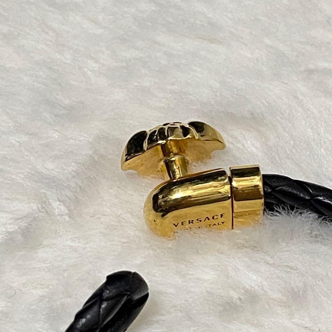 【美品】VERSACE Black Gold Bracelet ヴェルサーチ