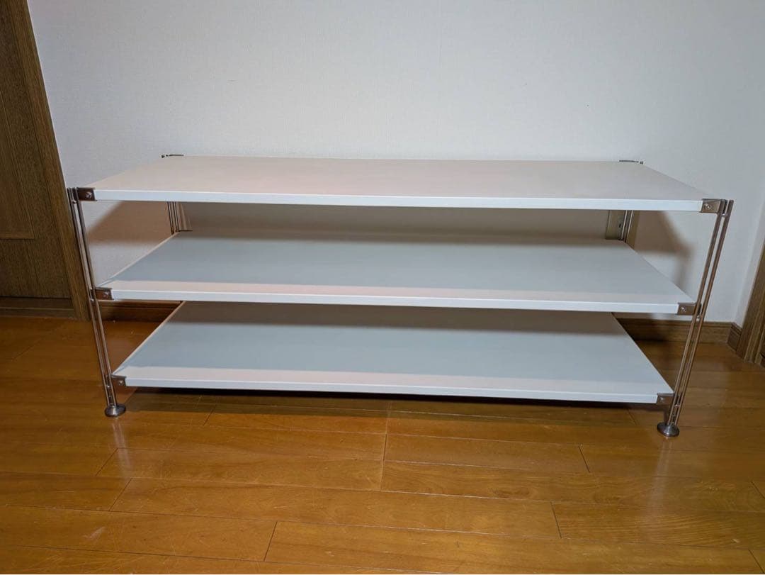 ■送料込■無印 ステンレスユニットシェルフ ホワイト ロータイプ テレビ台