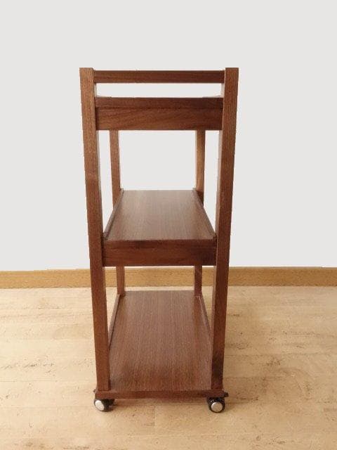 北海道手作り家具　ウォールナット材　木製　ワゴン