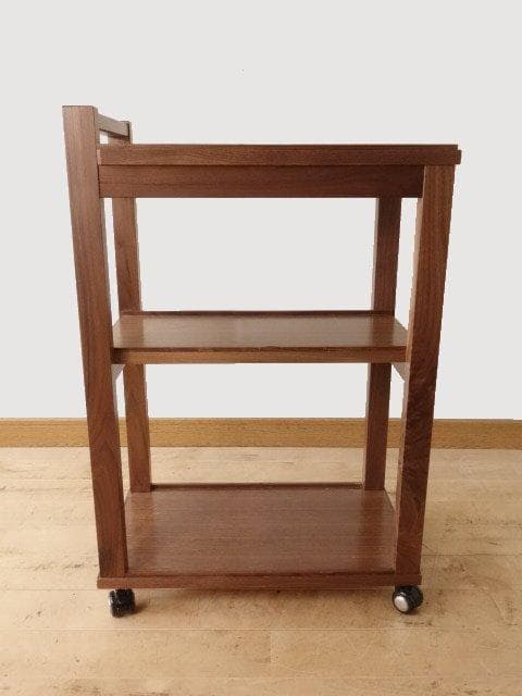 北海道手作り家具　ウォールナット材　木製　ワゴン