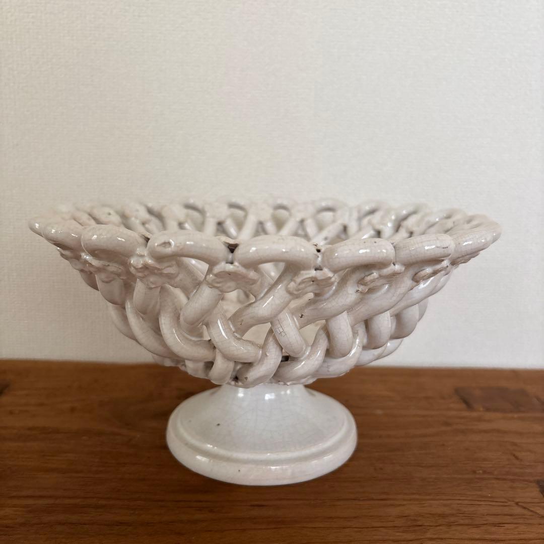 フランスアンティーク　ピション窯　コンポティエ　パニエ 陶器