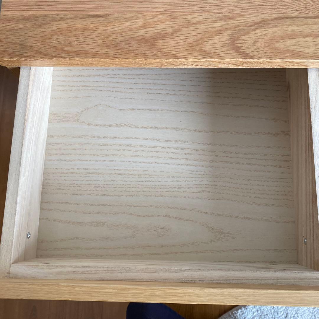 ☆ai☆【無印良品】オーク無垢材デスクキャビネット（ワイド引出2段)