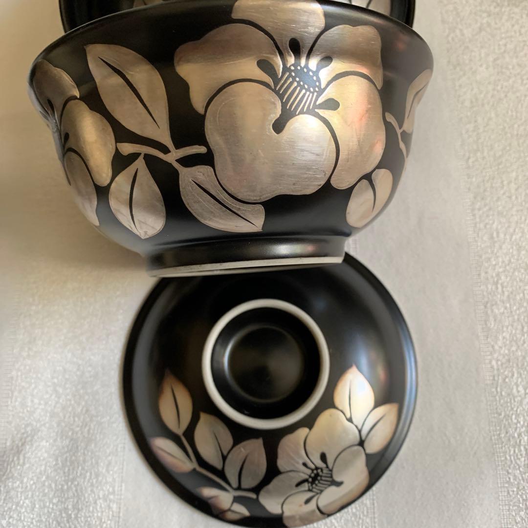 清水焼　蓋付き煮物茶碗　紙箱入り