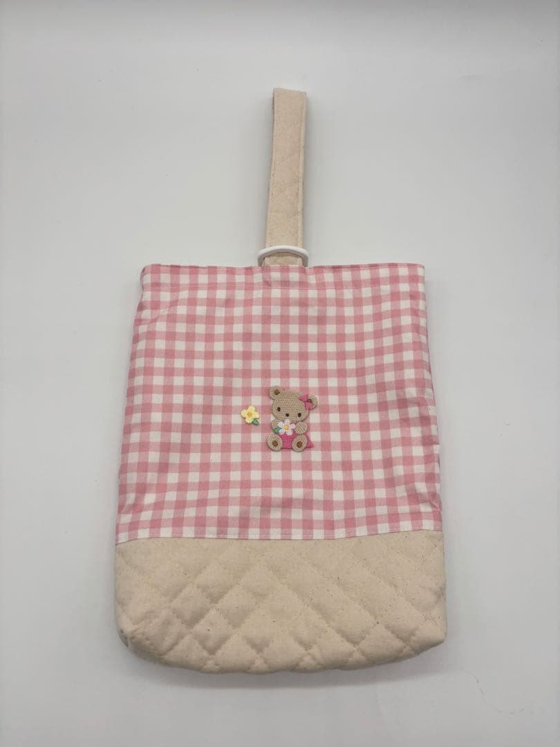 ピンク チェック 入園 レッスンバッグ 3点セット ハンドメイド ファミリア