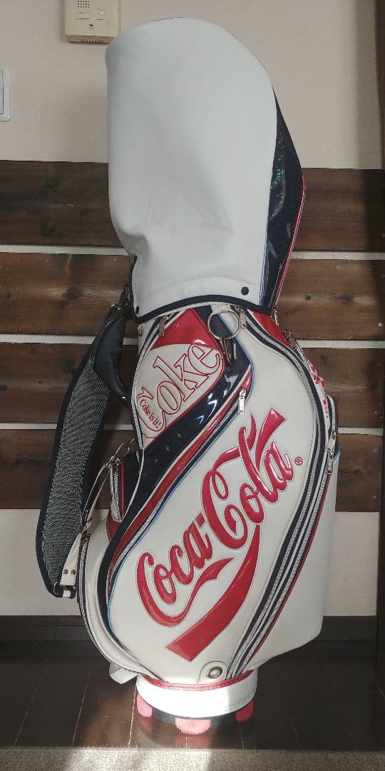 Coca-Cola キャディバッグ ホワイト/レッド/ブルー　ヘッドカバーつき