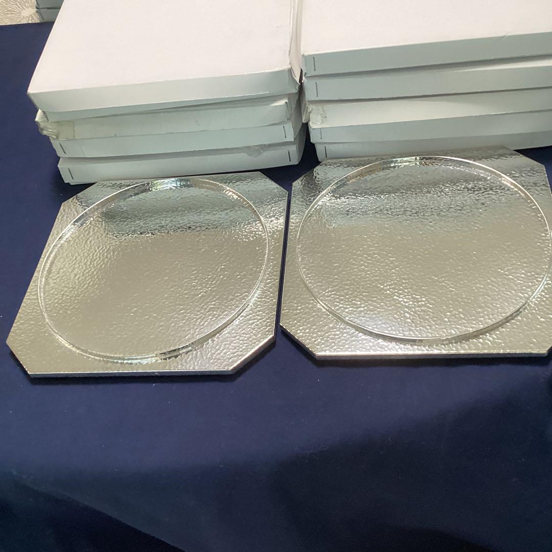 銀メッキ槌目四方八寸「内丸淵高」　9客　新品未使用　　　重さ370g