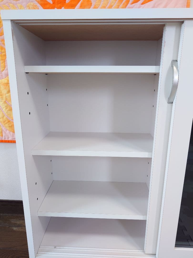 日本製 リビング収納 カウンター下収納 ガラス引戸 幅90 高さ85 奥行27