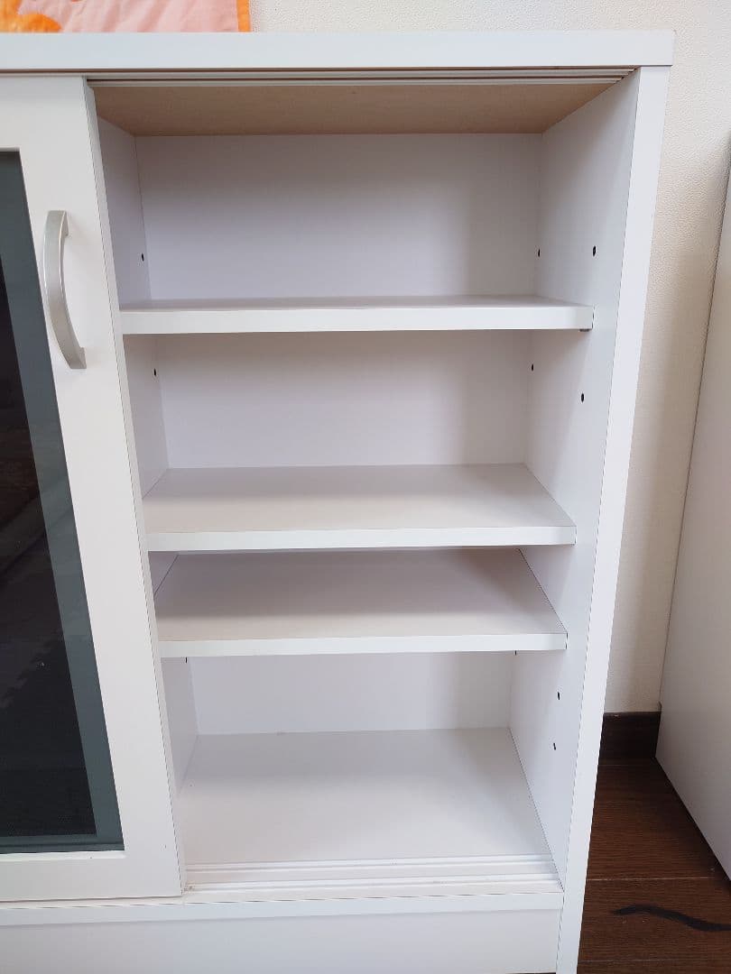 日本製 リビング収納 カウンター下収納 ガラス引戸 幅90 高さ85 奥行27