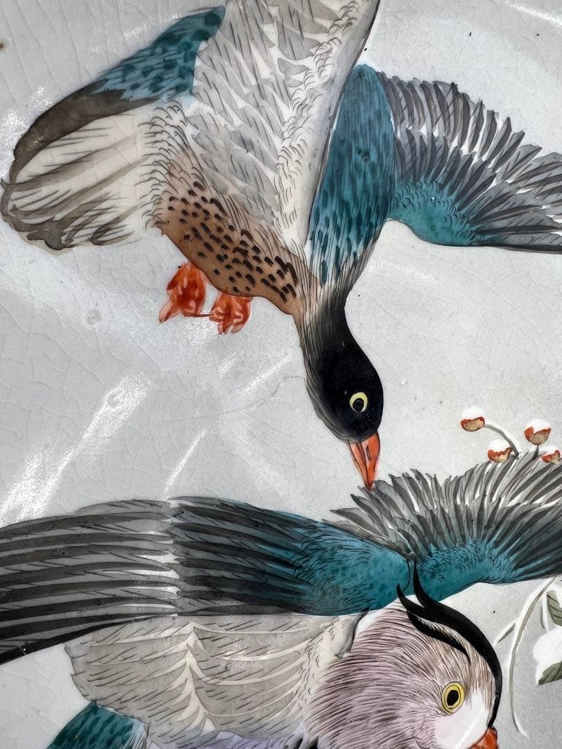 九谷焼　青粒大ミッ鉢　直径33/30/27cm 東K8-0202⑥