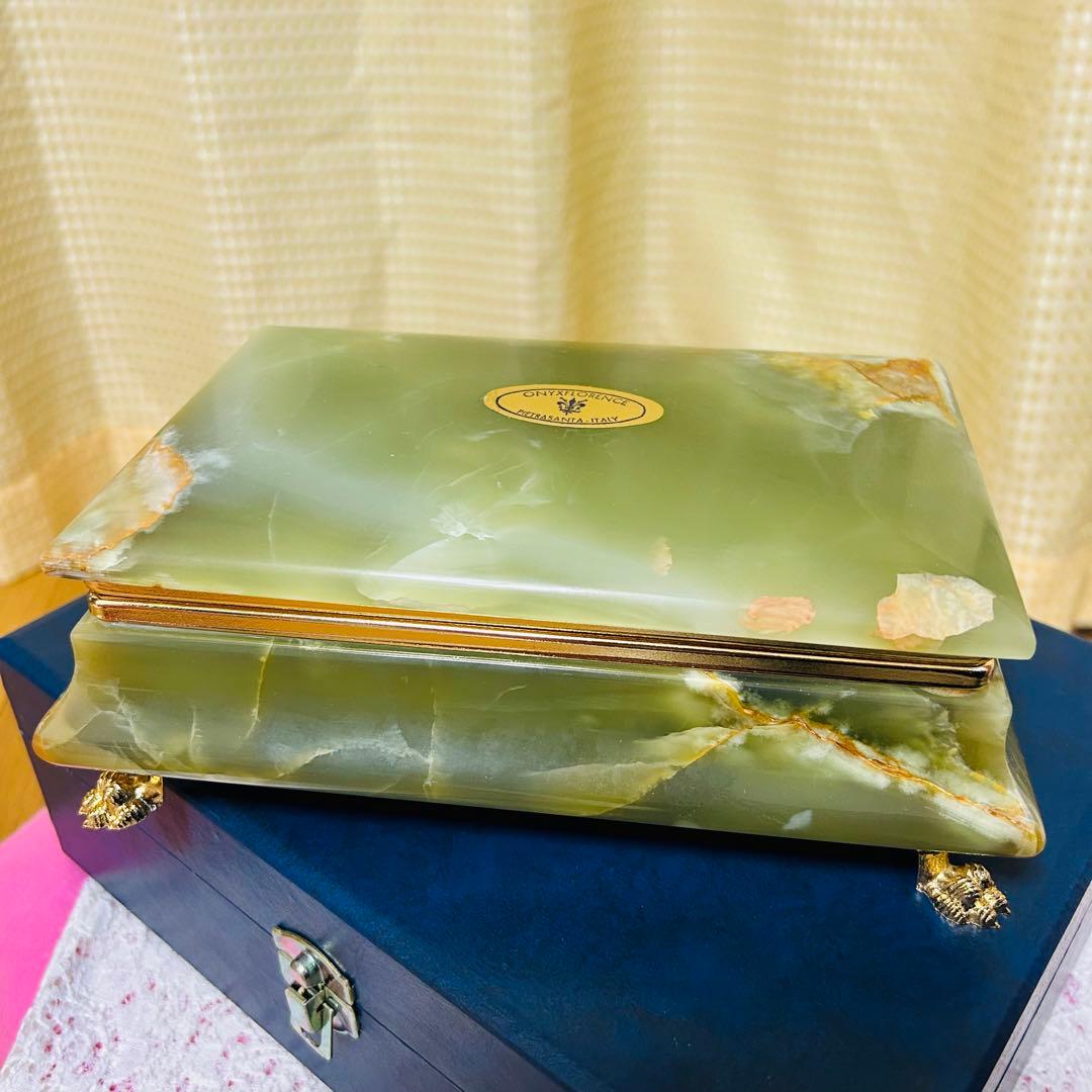 未使用　ヴィンテージ ジュエリーボックス　オニキス 小物入れ 大理石　イタリア製