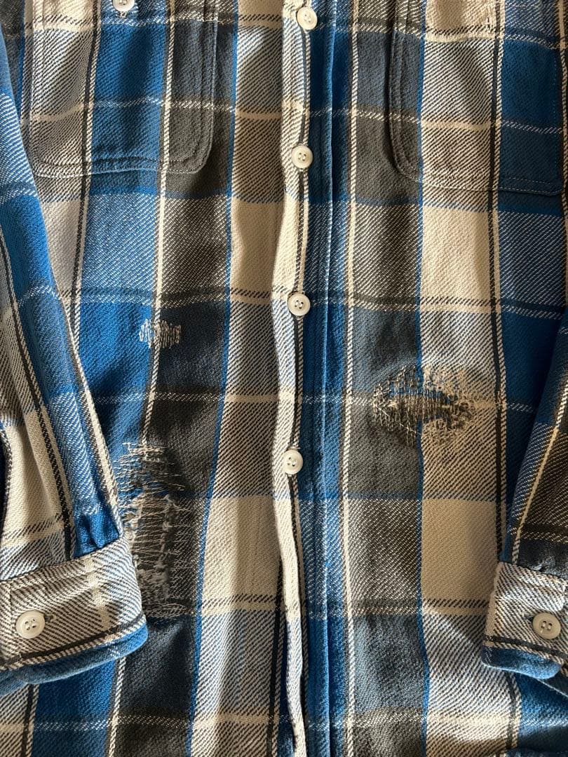 BOWWOW ダメージ加工　チェックネルシャツ　リペア FIVEBROTHERS