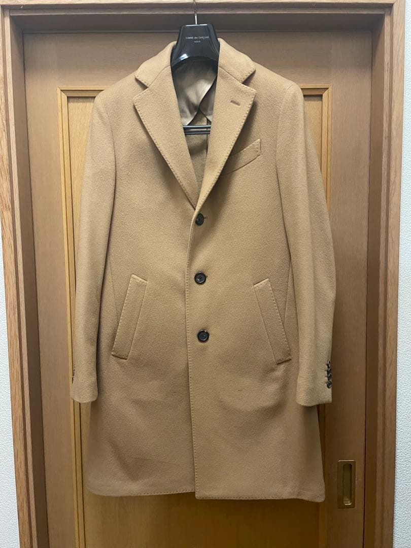 美品 LARDINI ラルディーニ チェスターコート 48 キャメル