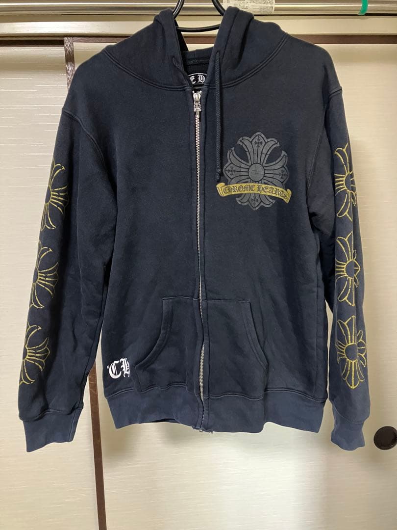 クロムハーツ　ダークネイビー　ゴールドプリント　サーマルパーカー