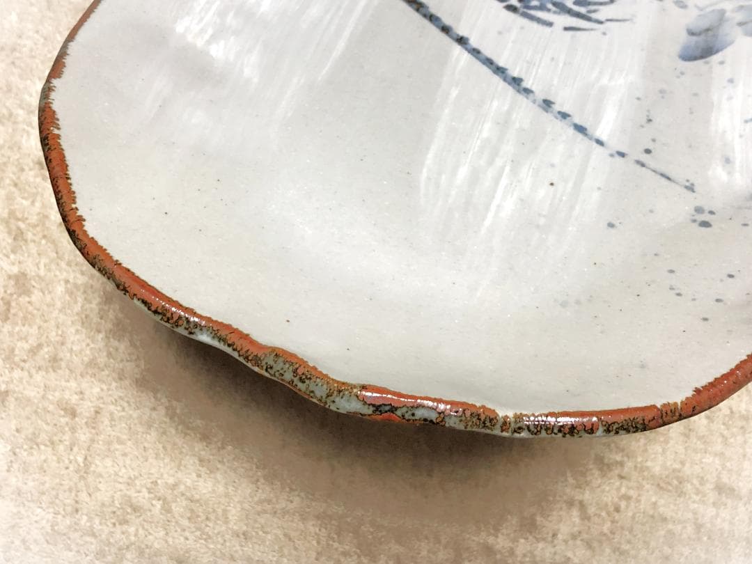 【 田中正人・文吉窯 特大皿 】　伊勢海老呉須絵　19号　59×38ｃｍ　未使用