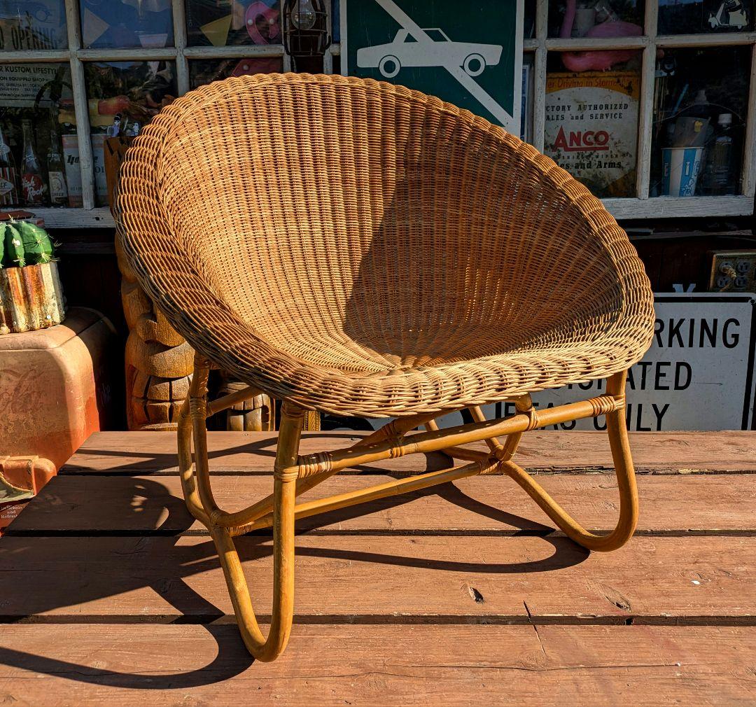 カメリア　ヴィンテージ　オールドラタン　ラウンドチェア　椅子