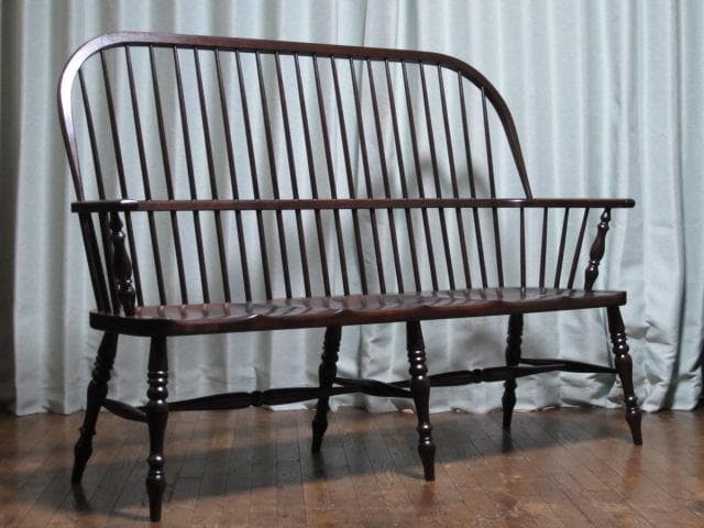 松本民芸家具 ミズメザクラ 楢 無垢材 513型 長ウィンザーチェアⅢ 3人掛け