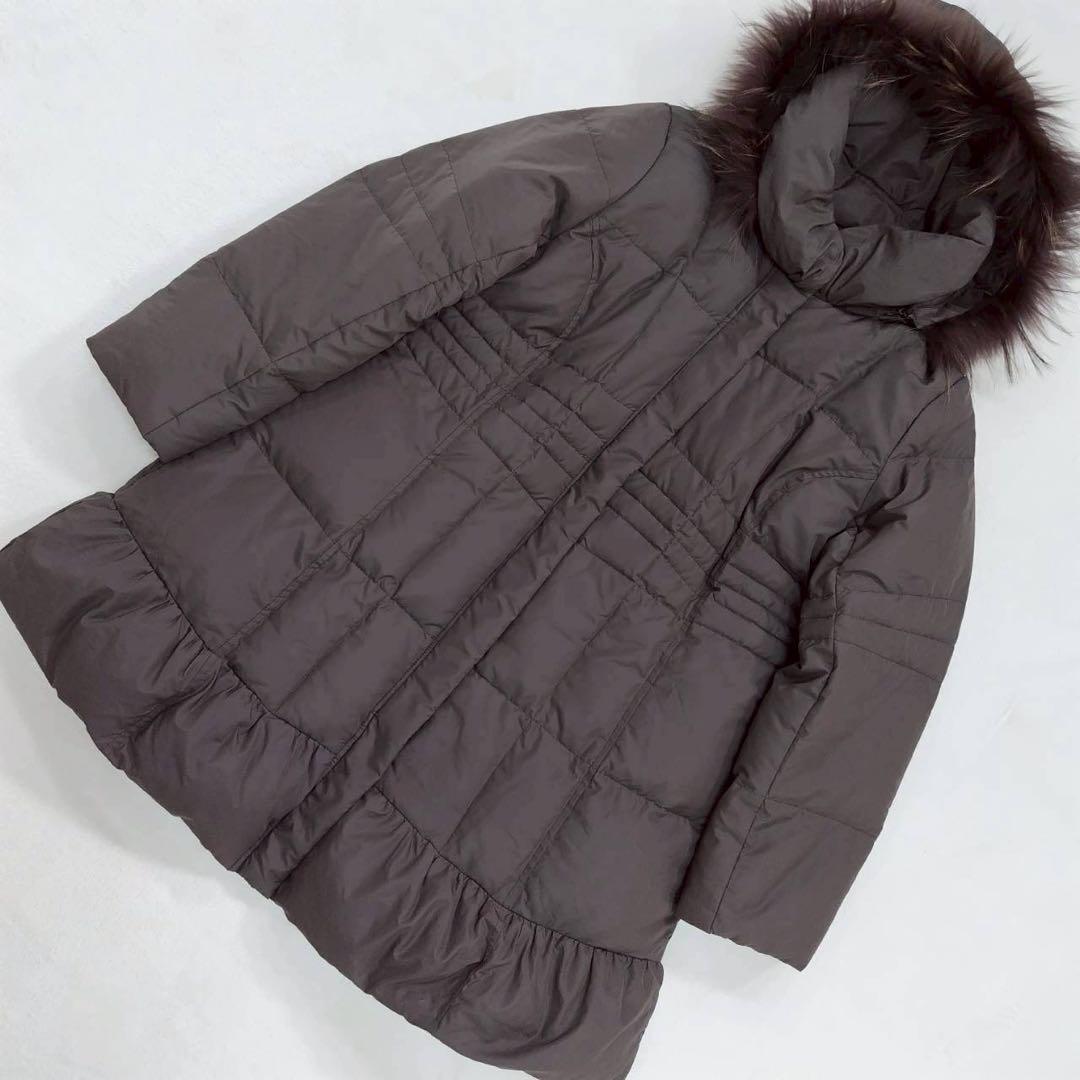 美品 Ondraw チャイニーズラクーンファー ダウンコート ロング レディース