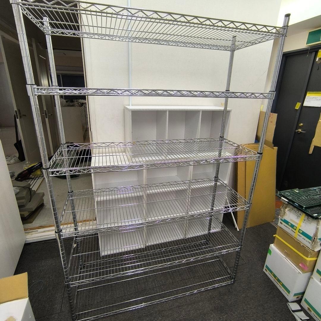 【幅120cm】スチールラック 5段 シルバー 棚板1枚追加済 値引き交渉可