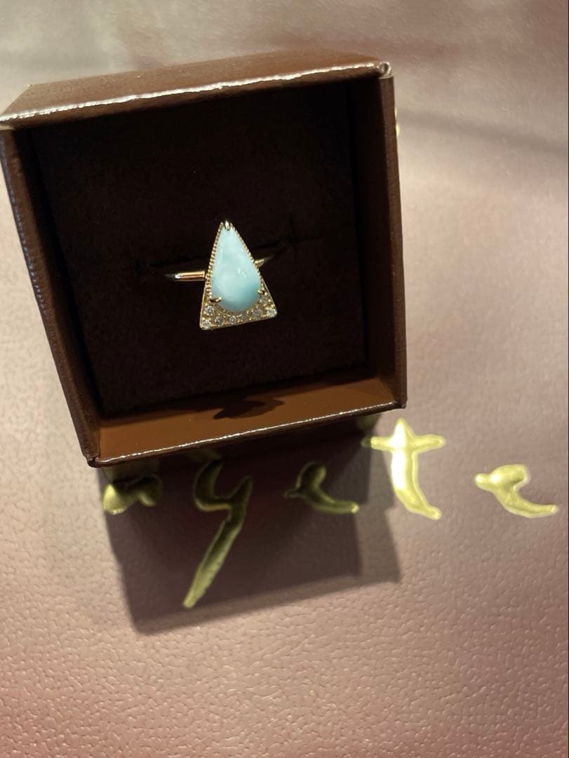 アガットagete k10 ダイヤ　ラリマーリング13号