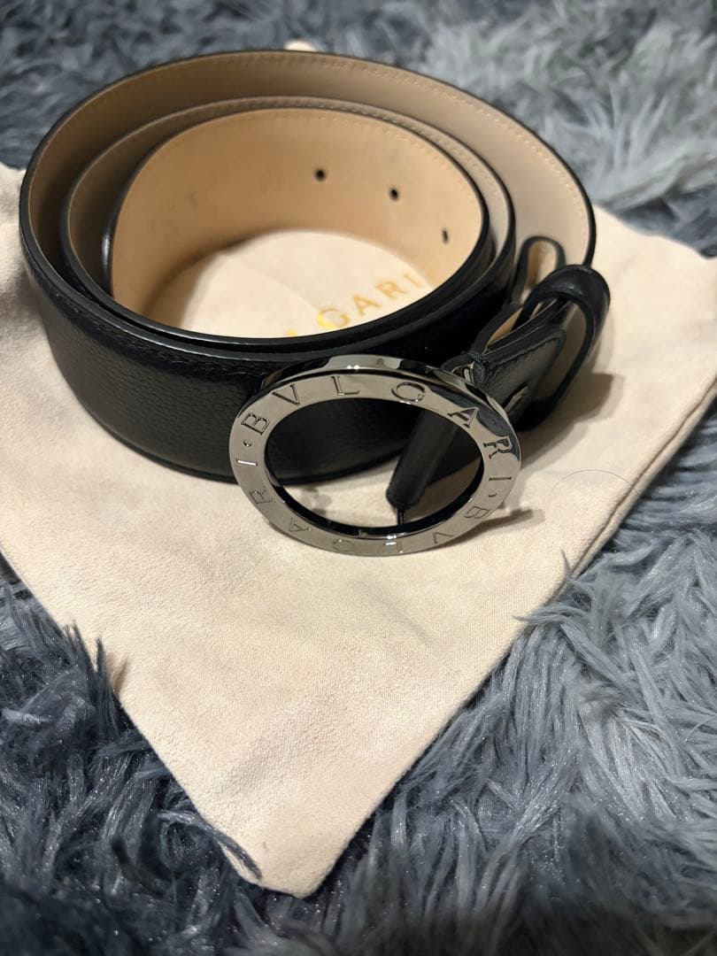 Bvlgari ブラックレザー ベルト