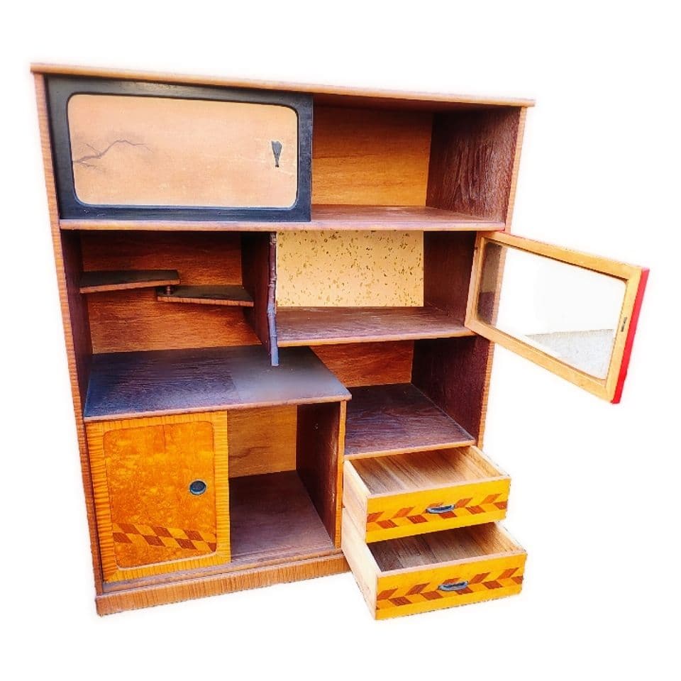 おしゃれ アンティーク 茶箪笥 昭和レトロ 木製 収納棚 食器棚