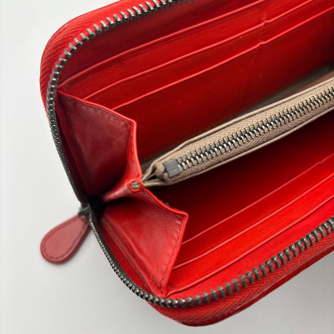 ◆正規品◆ボッティガヴェネタイントレチャート ラウンドファスナー長財布ブラック