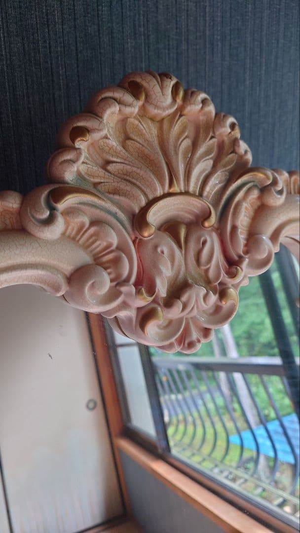 バロックスタイル 壁掛け鏡 オーバル型 エンジェル 大判サイズ