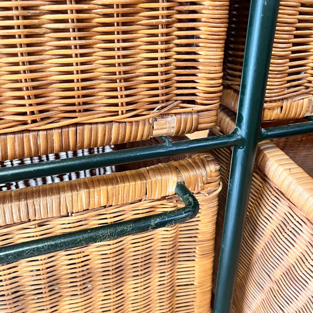 ヴィンテージ　ラタン　チェスト　アイアンフレーム　キャビネット