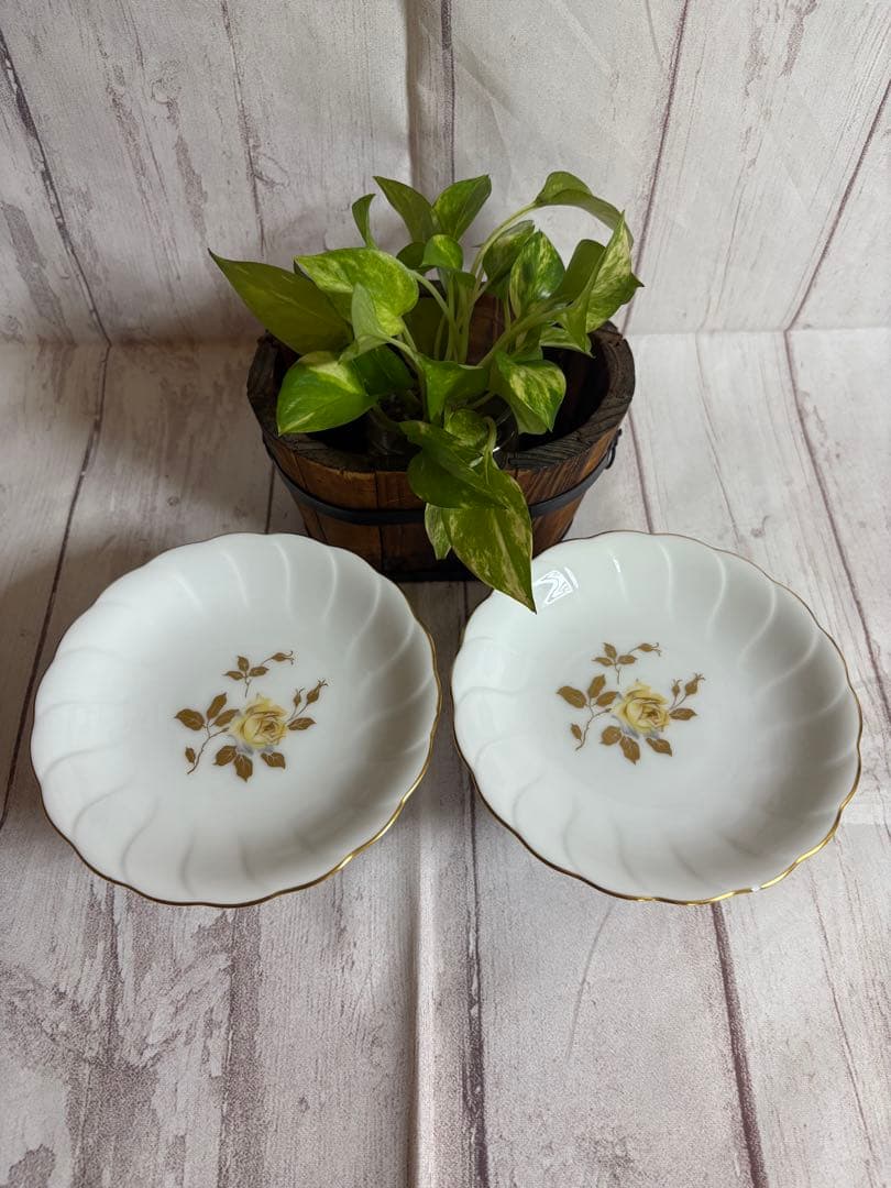 大倉陶園　脚付コンポート　花柄デザート皿 2個セット アンティーク　レトロ