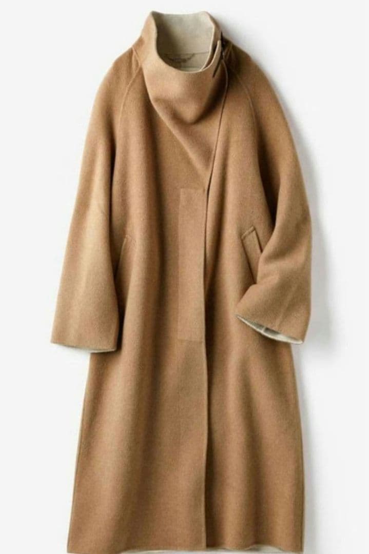 ドゥクラッセ　カシミヤ混　リバーコート　ロング丈　15号