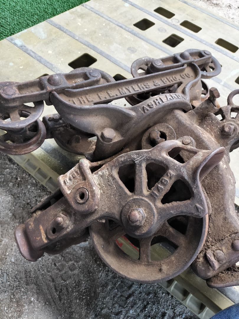 アンティークトロリー　滑車　アメリカンジャンク　店舗計器　インダストリアル