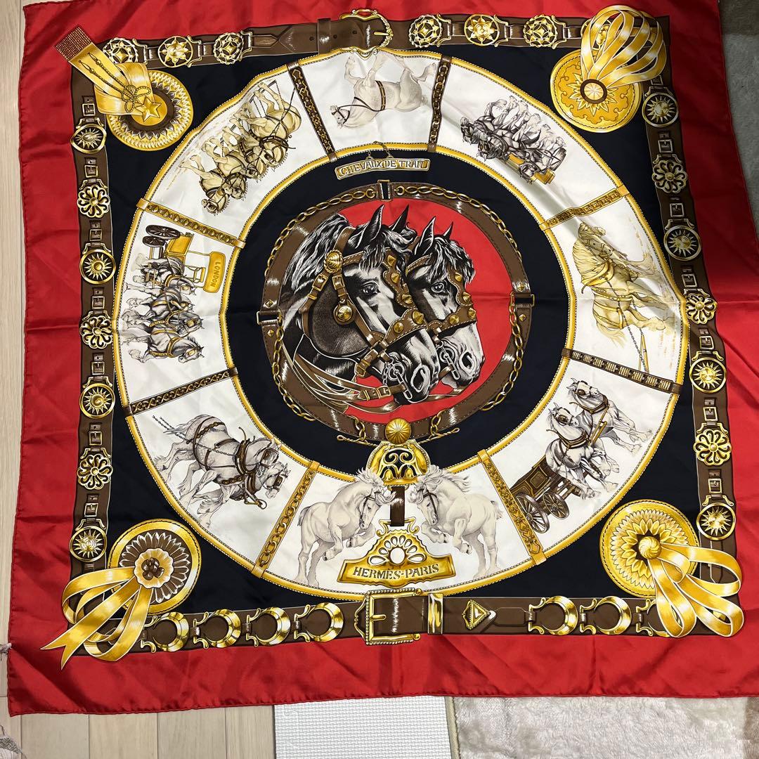 馬と馬具デザイン シルクスカーフ